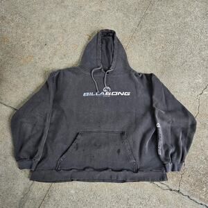 Vtg Y2k BILLABONG International Products Beach Skate Surf Hooded Sweatshirt Med